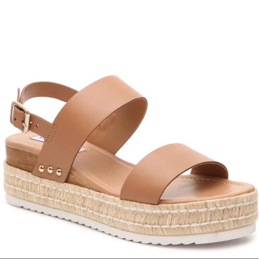 Steve Madden Tan Espadrille Flatform Wedge Sandals 7.5